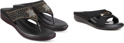 hunyza footwear Women Flats(Black, Black , 9)