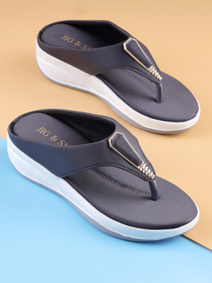 JIG & SID Women Wedges(Grey , 6)