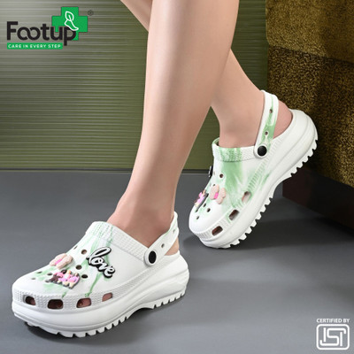Footup Super Soft|Orthopedic|Comfortable|Lightweight|Diabetic Women Clogs(Green , 7)