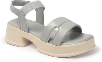 KRAFTER Women Wedges(Grey , 7)