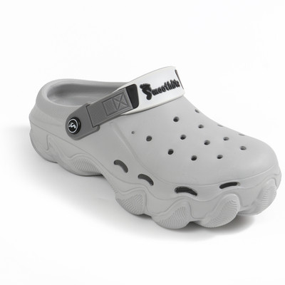 Smoothlite Men EVA Chunky Slipper with Silicone Back Strap, Anti-slip, Daily Men Clogs(Grey , 7)