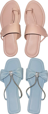 XiZUii Women Flats(Pink, Blue , 7)