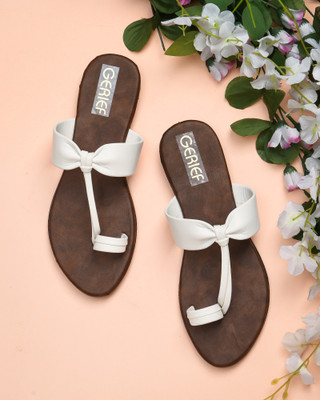 Gerief Women Flats(White, Brown , 7)