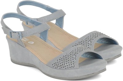 Bata Women Wedges(Blue , 6)