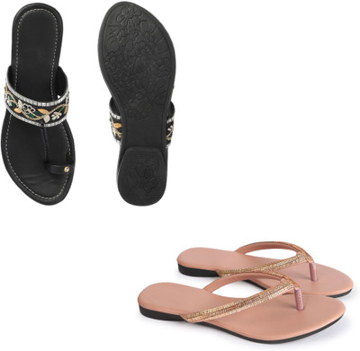 Arkfoot Women Flats(Black, Pink , 7)