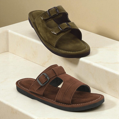 rajeraj Men Sandals(Olive, Brown , 7)