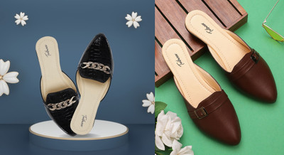 Todhwear Women Heels(Black, Beige , 6)