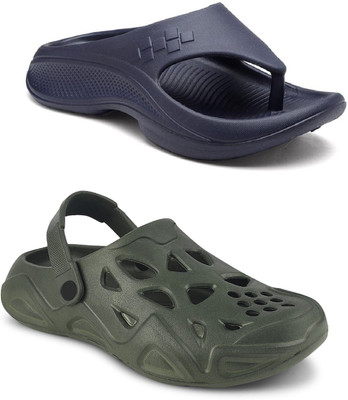 DEFLOW Men Sandals(Olive, Navy , 7)