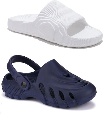 Cogs Men Sandals(White, Navy , 9)