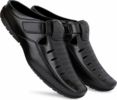 Blue Horse Half Sandals For Men Flats(Black , 10)