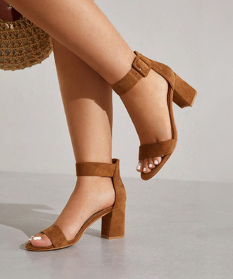 Gloglamp Women Heels(Brown , 8)