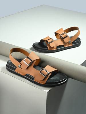 Mast & Harbour Men Sandals(Tan, Black , 6)