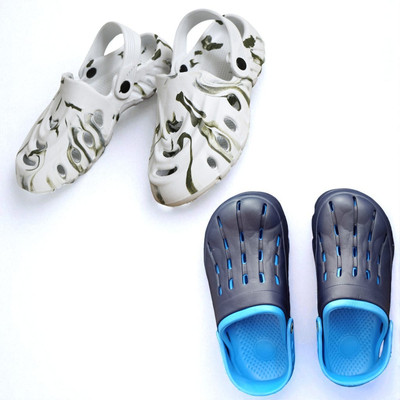 Monrav Men Clogs(White, Blue , 8)