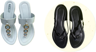 Nicesteps Women Flats(Black, Blue , 7)