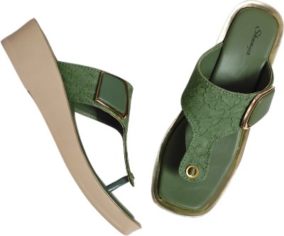 Shunya Footwear Women Wedges(Green , 6)