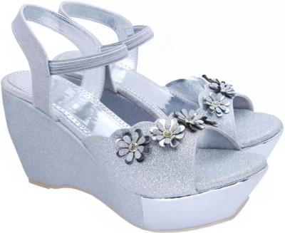 MONAQI Women Heels(Silver , 6)