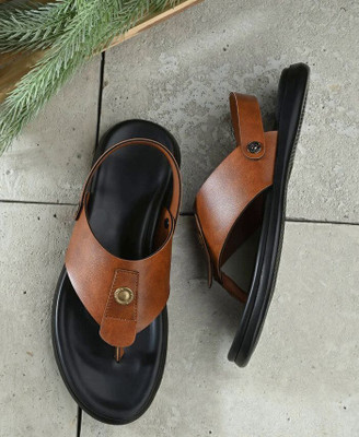 BIZORA Men Sandals(Tan , 6)