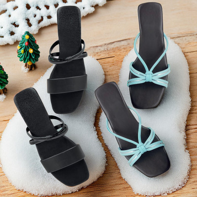 SAYERA Women Flats(Black, Blue , 7)