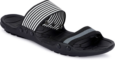 house of common Men Sandals(Black, White , 6)