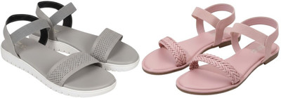Kuhu Creations Women Flats(Grey, Pink , 6)