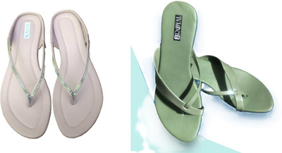 Nicesteps Women Flats(Pink, Green , 6)