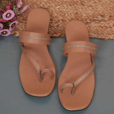 Ramkudi Women Flats(Brown , 8)