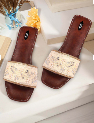 zadzed Women Flats(Brown, White , 8)