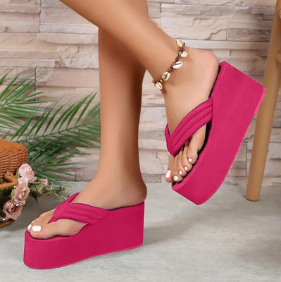 Gloglamp Women Wedges(Pink , 4)