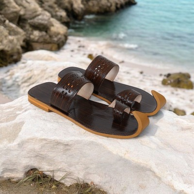 DFR Ethnic Sandal Men Rajasthani Slippers Men Casual(Brown , 10)