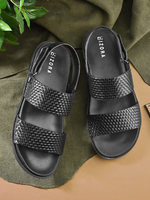BIZORA Men Sandals(Black , 10)