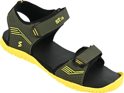 STIO Men Sports Sandals(Olive, Yellow , 9)