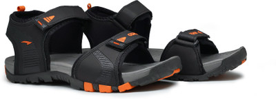asian Men Sandals(Black, Orange , 10)