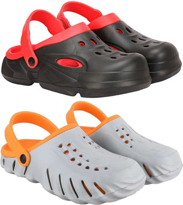 RIFOF Men Clogs(Black, Grey , 8)