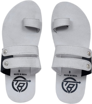 THE BABA Men Flip Flops(White , 6)