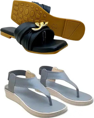 mp collection Women Heels(Black, Blue , 7)