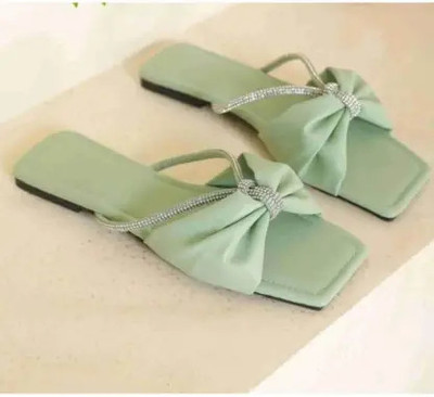 MICCASO Women Flats(Green , 8)