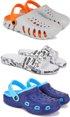Pennen Men Clogs(Blue, Grey, White , 7)