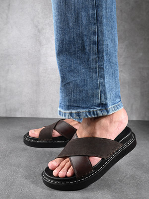 LOUIS STITCH Men Sandals(Brown , 10)