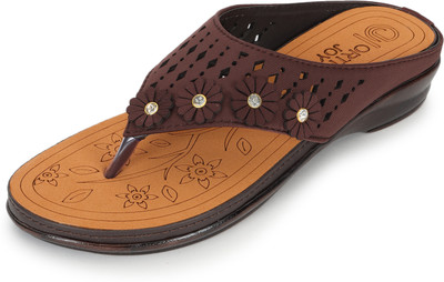 ORTHO JOY Women Wedges(Brown , 4)
