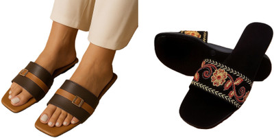 Dualstep Women Flats(Brown, Black , 5)