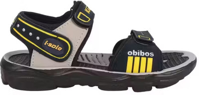 World Wear Footwear Men Sandals(Black, Grey , 8)