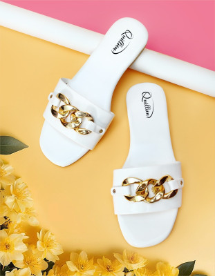 QUILLION Women Flats(White , 5)