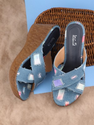 Inc.5 Women Wedges(Blue , 5)