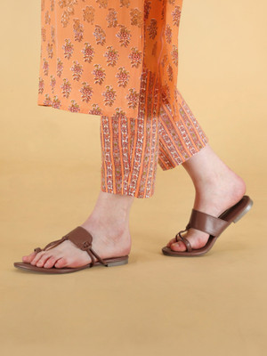 LEEFANT Excellence Party Wear Perfectly Suited for Matching Party Wear Women Flats(Brown , 5)