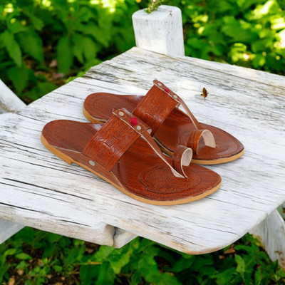 DFR Ethnic Sandals Men Rajasthani Slippers Men Casual(Brown , 10)