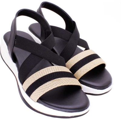 mp collection Women Wedges(Black , 4)