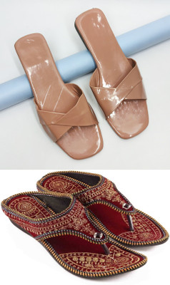 RTC ROYAL TRADING COMPANY Women Flats(Red, Pink , 6)