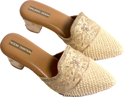 Walking Moon Women Heels(Beige , 10)