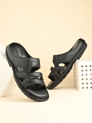 Roadster Stylish Dual Strap Buckle Design Men Sandals(Black , 8)