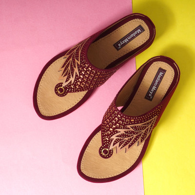 MADAM MAYA Women Flats(Maroon , 7)